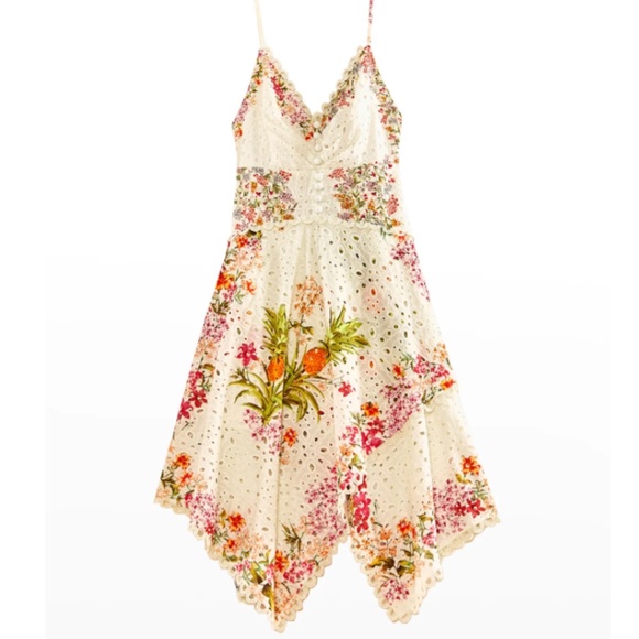 NWT $295 Farm Rio Delicate Forest Scarves Eyelet Midi Dress in Small! - Picture 5 of 6